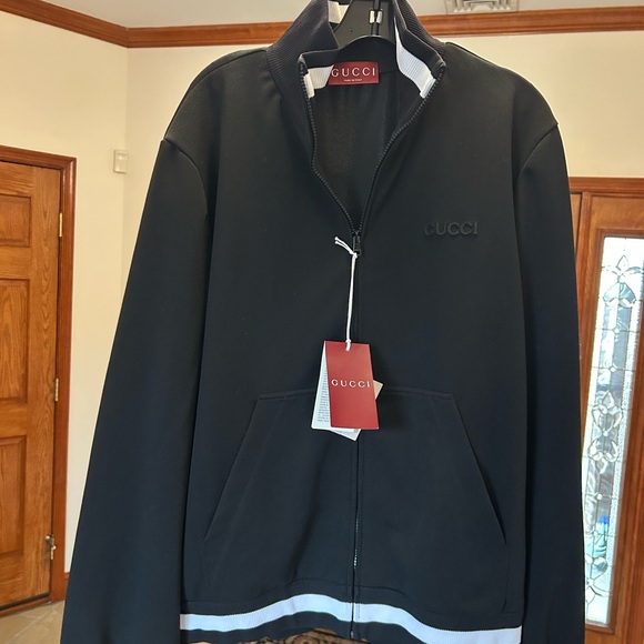 Men's Gucci embroidered logo technical jersey, zip jacket size XL made in Italy - Picture 5 of 14